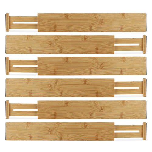 Ecozoi Bamboo Expandable Drawer Organizer Dividers, Set of 6
