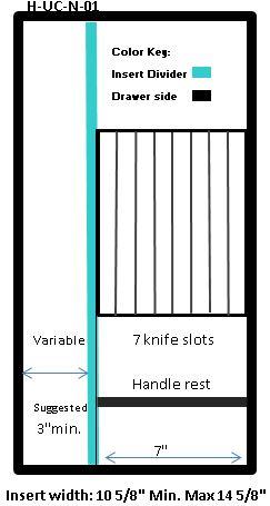 Craftsman Series - Style H Narrow Utensil Organizer & Cutlery Storage (H-UK-N-01)  Drawer Interior Size Range: Width 10 5/8