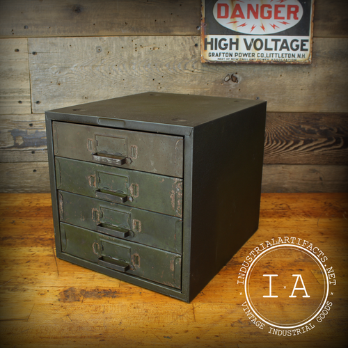 Vintage Industrial Union Steel Divided Drawer Organizer Cabinet Tackle Jewelry Box Display Case