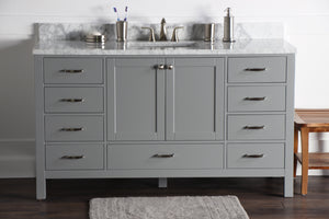 Abigail 60", Naos, Slate Grey Bathroom Vanity with 3cm Bianco Carrara Marble Top