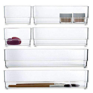 Clear Plastic Makeup Drawer Organizers | 6 Piece Set