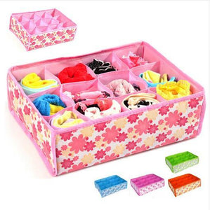 Pink Blue 12 Grid Storage Boxes Organizer Flodable Non-woven Underwear Sock Bra Drawer Organizer christmas gift Box 301-0467