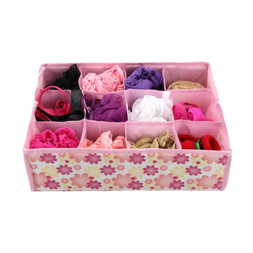 12 Grid Underwear Bra Organizer Storage Box Colors Rose Drawer Closet Organizers Boxes For Underwear Scarfs Socks Bra