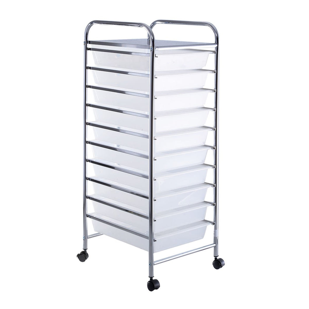 10 Drawer Rolling Storage Cart Organizer-Clear